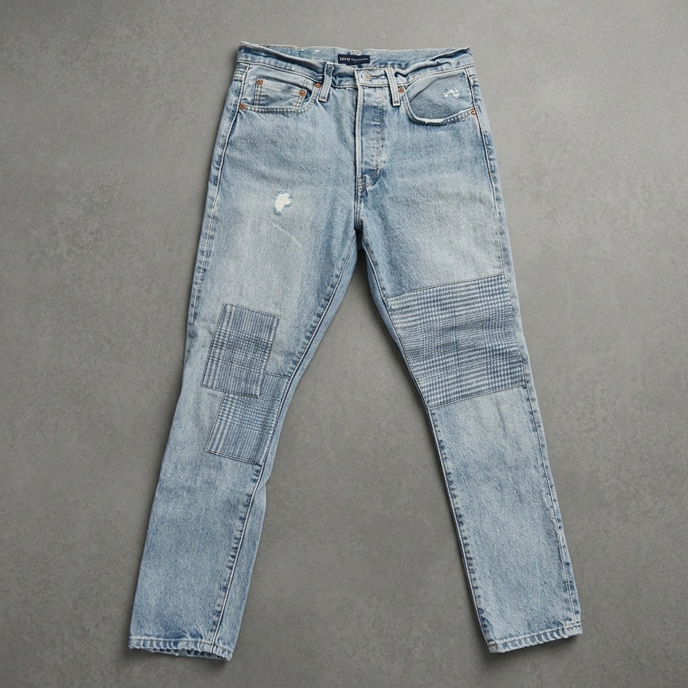 Levi's Made & Crafted Womens 501 Skinny Jeans Sashiko Patchwork 28x28 Blue